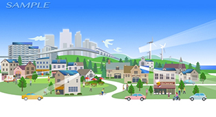 線画から家太陽光発電街